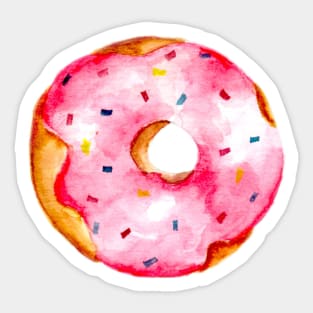 Cute Pink Watercolor Donut Rainbow Sprinkles Sticker